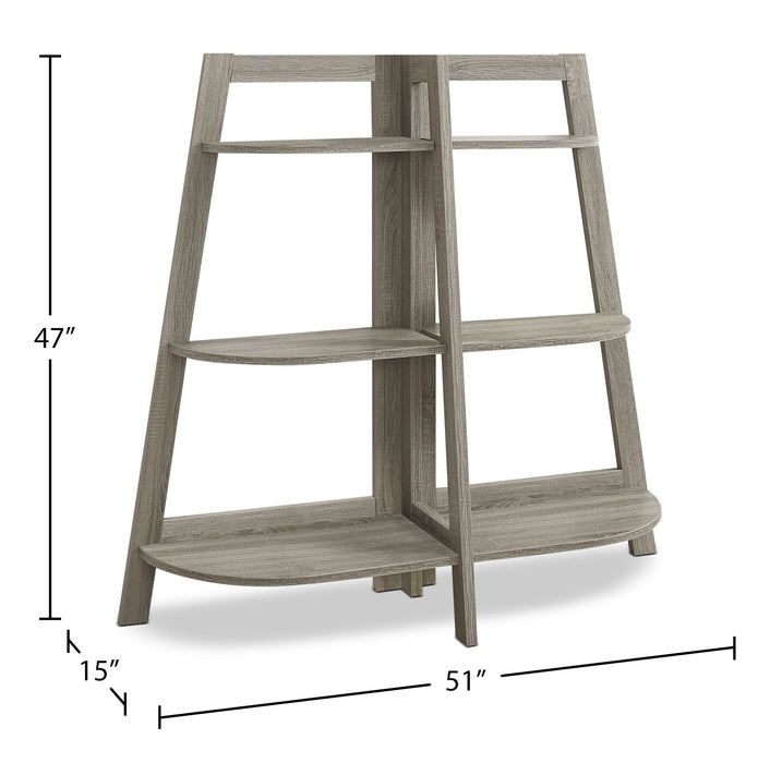 Aline 51\" Bookcase with 3 Open Shelves - Dark Taupe