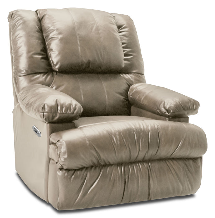 5598 Bonded Leather Power Recliner with Massage and Storage - Putty