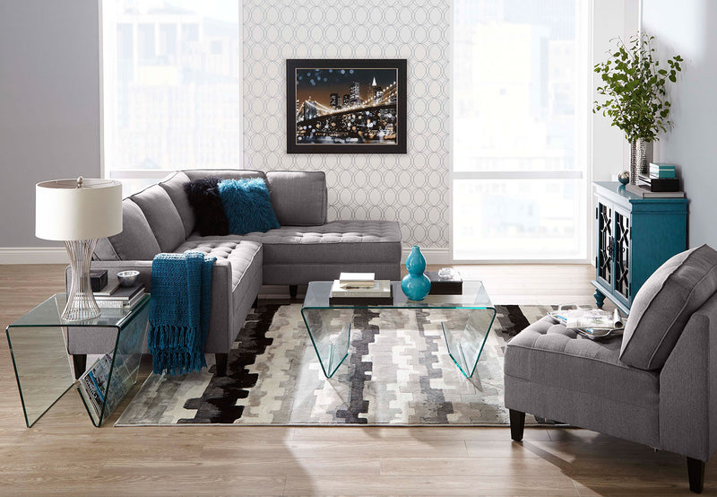 Paris 2-Piece Linen-Look Fabric Right-Facing Sectional - Granite