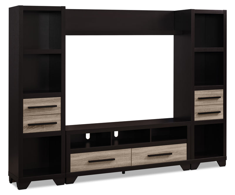 Glendale 4-Piece Entertainment Centre with 60" TV Opening – Rustic - Rustic style Wall Unit in Brown Wood