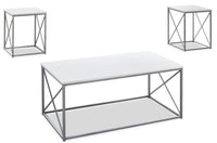 Kasey 3-Piece Coffee and Two End Tables Package - White  