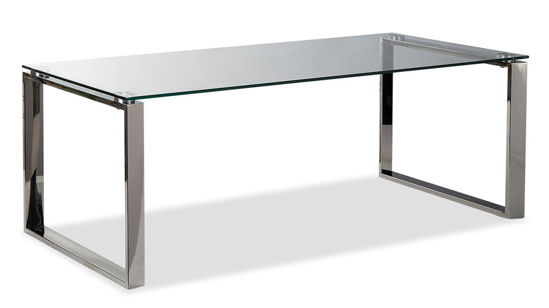 Metro 47\" Modern Glass Top Coffee Table - Silver with Metal Legs