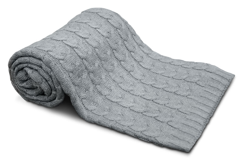 Cable Knit Throw – Grey - Grey Throw Blanket