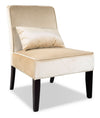 LAD Velvet Fabric Accent Chair with Accent Cushion – Cream