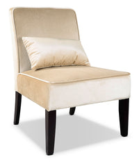 LAD Velvet Fabric Accent Chair with Accent Cushion – Cream