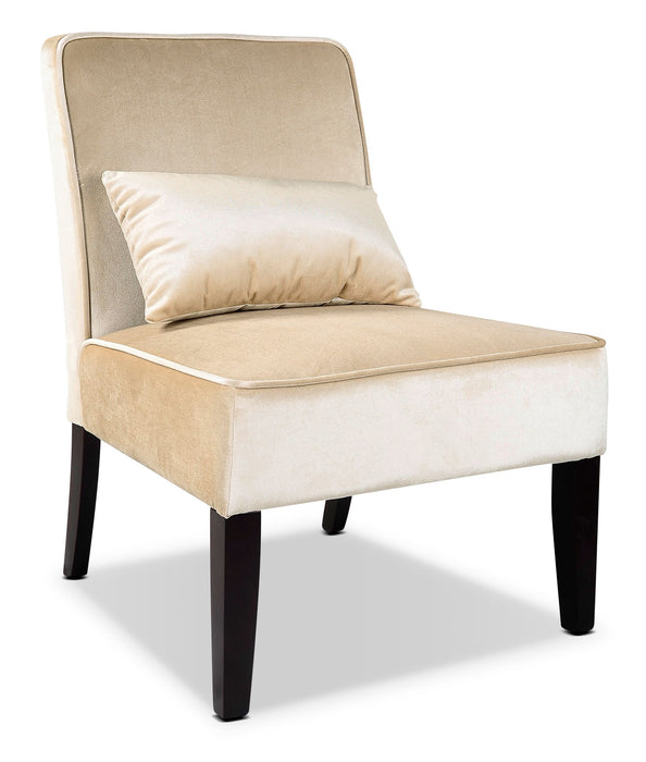 LAD Velvet Fabric Accent Chair with Accent Cushion – Cream