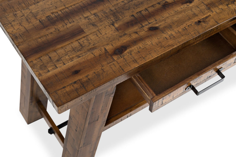 Galeveston 50\" Rustic Sofa Table with Storage and Shelf - Brown Woodgrain Wood