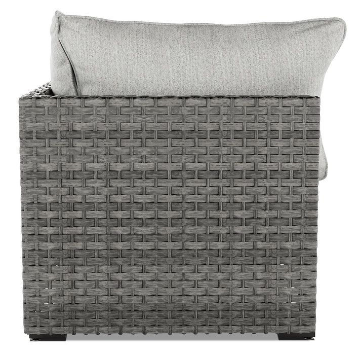 Salem 3-Piece Patio Side Table, Square Ottoman and Corner Chair Package