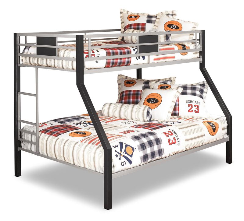Dinsmore Twin/Full Bunk Bed - Contemporary style Bunk Bed in Silver, Black Metal