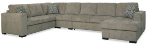 Izzy 5-Piece Chenille Right-Facing Sleeper Sectional - Platinum | Sofa-lit sectionnel de droite Izzy 5 pièces en chenille avec fauteuil long de rangement - platine | IZZPLRS5
