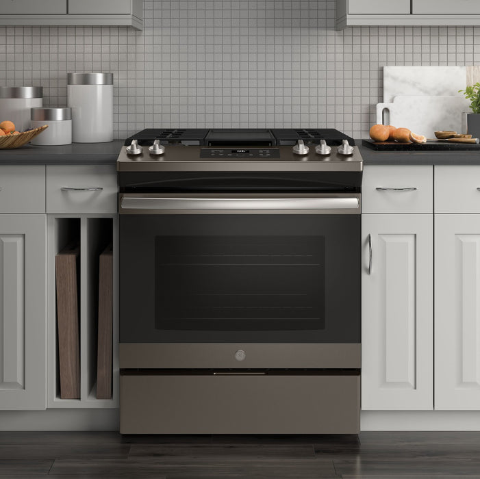 GE 5.4 Cu. Ft. Slide-In Steam Clean Gas Range – JCGSS66SELSS