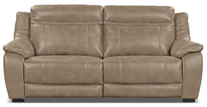 Novo Leather-Look Fabric Power Reclining Sofa - Taupe