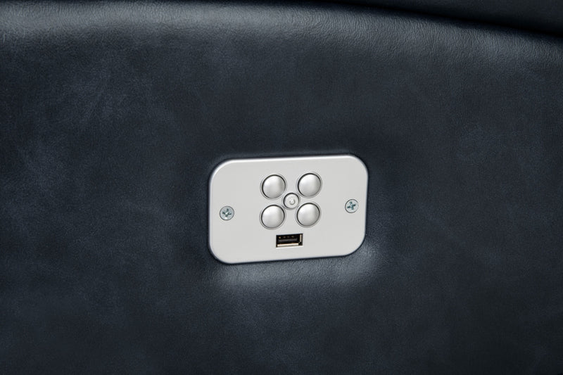Kory Leather-Look Fabric Power Reclining Sofa – Dark Blue