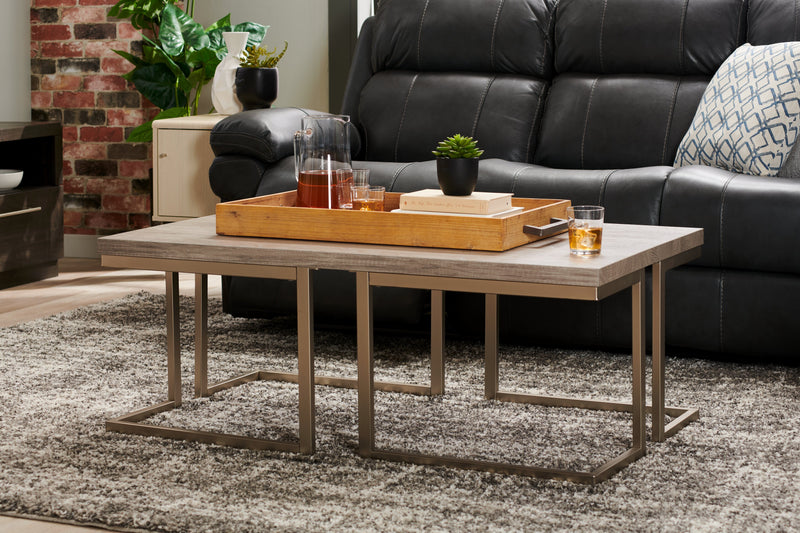 Jesse 47\" Modern Coffee Table - Grey and Pewter with Metal Base