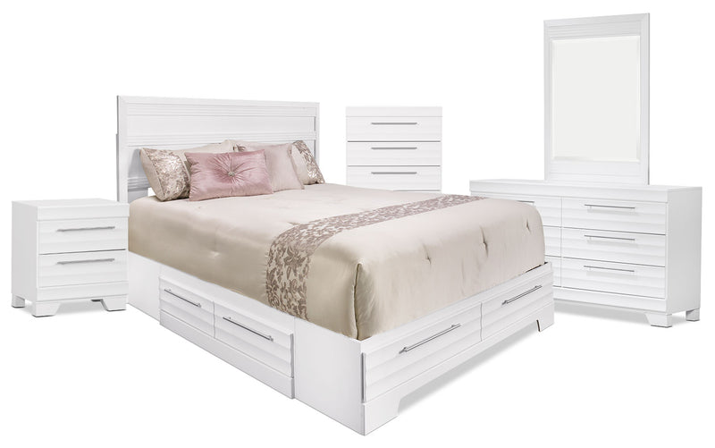 Olivia 7-Piece Queen Storage Bedroom Package – White