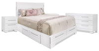 Olivia 6-Piece Queen Storage Bedroom Package with 2 Nightstands – White