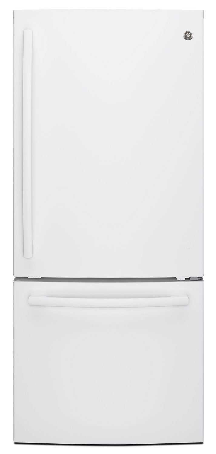 GE 20.9 Cu. Ft. Bottom-Freezer Refrigerator – GDE21DGKWW - Refrigerator in White