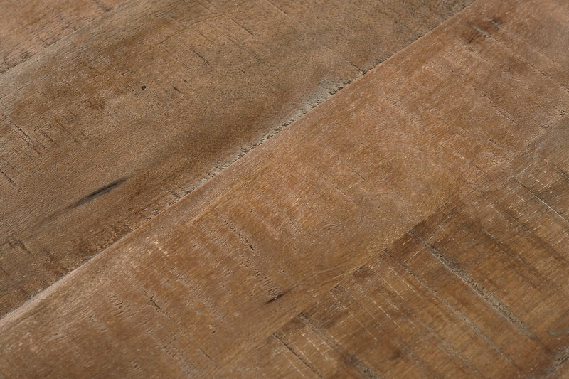 Veranasi 30\" Rustic Round Nesting Coffee Tables - Washed Light Brown Wood Top and Iron Legs
