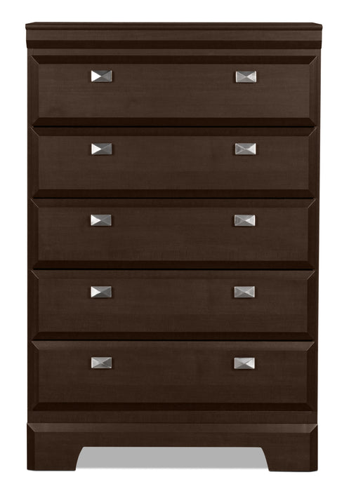 Yorkdale Bedroom Chest of Drawers, 5-Drawer, 31.1\"W x 47.4\"H, Made in Canada - Brown