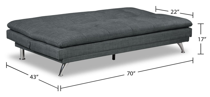 June 73.2\" Linen-Look Fabric Klik Klak Futon with Metal Legs and Tufting - Grey