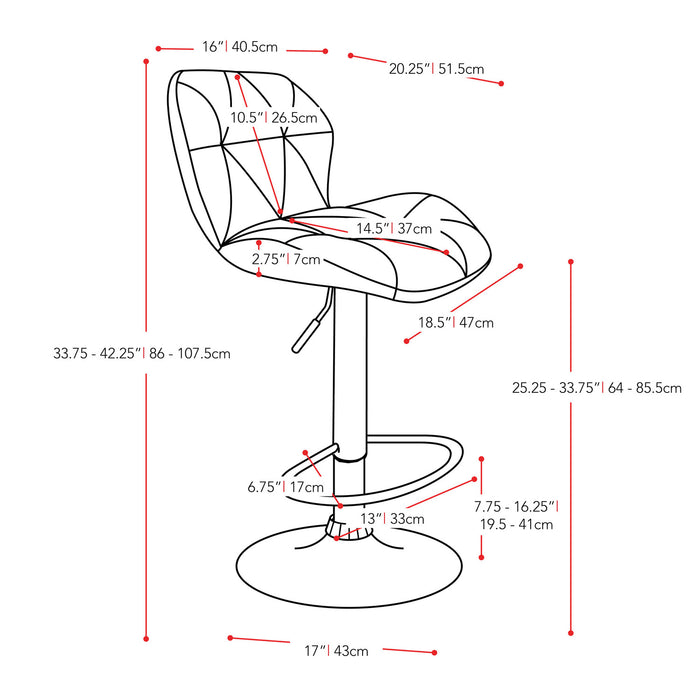 Emry Adjustable Bar Stool – Red