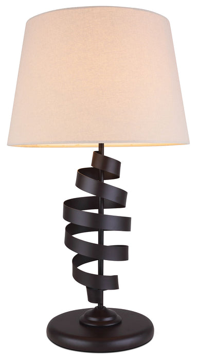 Brown Metal Scroll Table Lamp