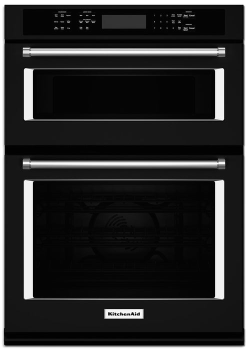 KitchenAid 30” Double Wall Oven with Microwave and Conventional Oven - KOCE500EBL