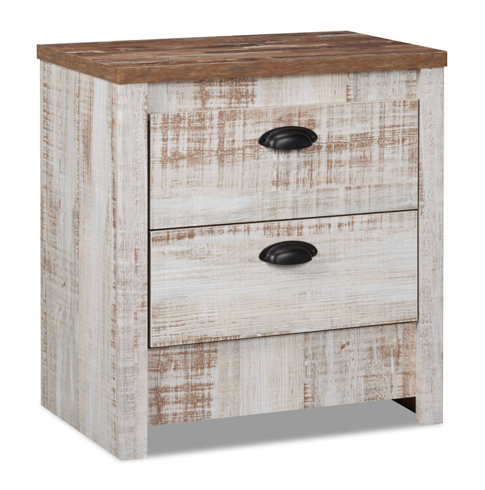 Kaia 6pc Bedroom Set with Panel Bed, Dresser, Mirror & Nightstand, Whitewash - King Size