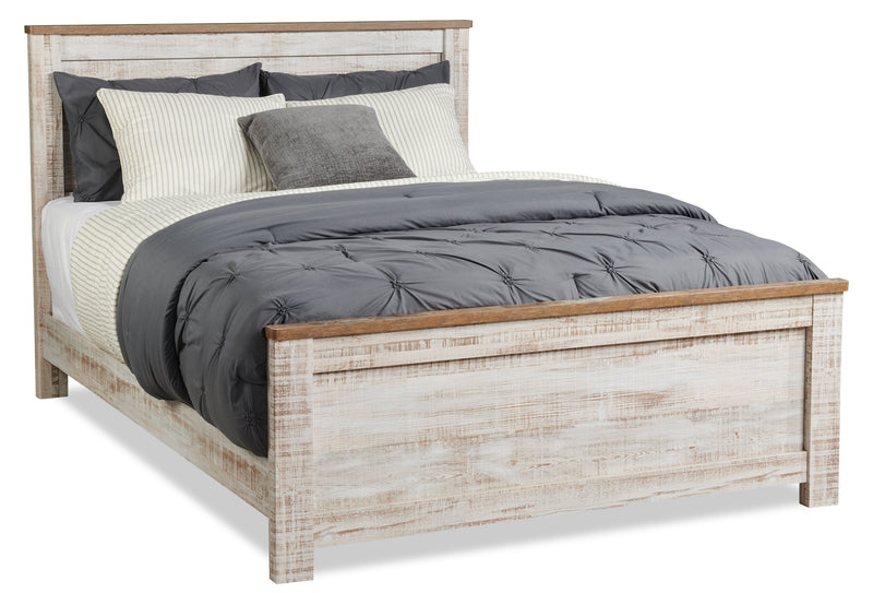Kaia 5pc Bedroom Set with Panel Bed, Dresser & Mirror, Whitewash - King Size