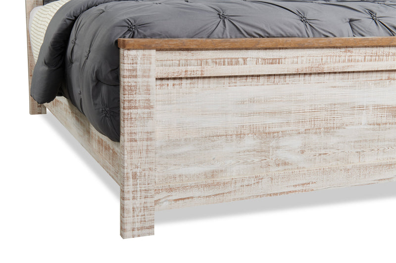Kaia Panel Bed, Whitewash - King Size