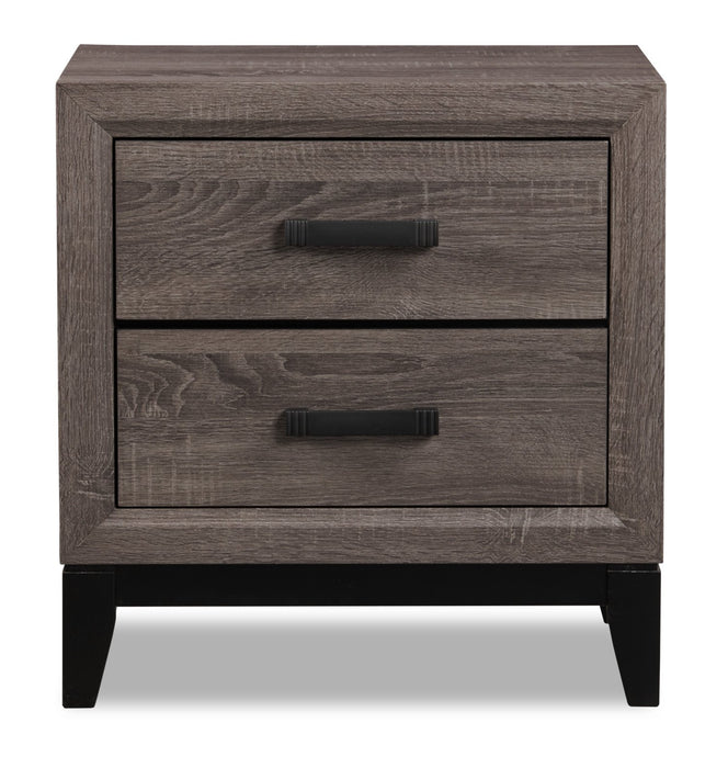 Kate 6pc Bedroom Set with Bed, Dresser, Mirror & Nightstand, Grey/Brown - Queen Size