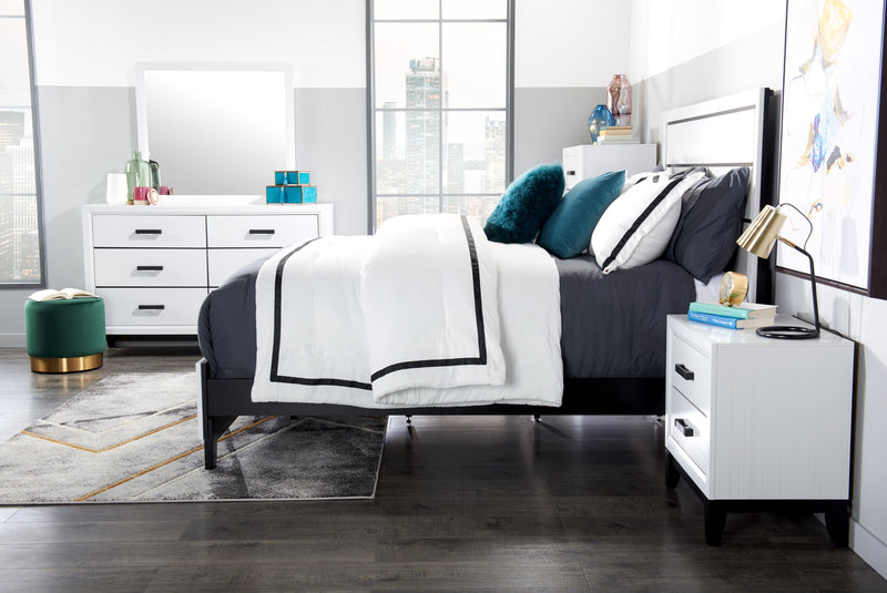 Kate 6pc Bedroom Set with Bed, Dresser, Mirror & Nightstand, White - Queen Size