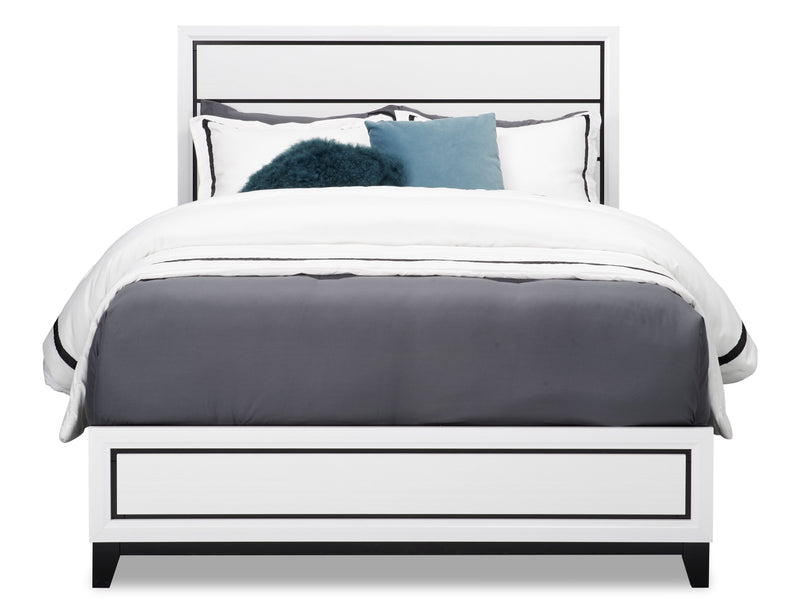 Kate 6pc Bedroom Set with Bed, Dresser, Mirror & Nightstand, White - Queen Size