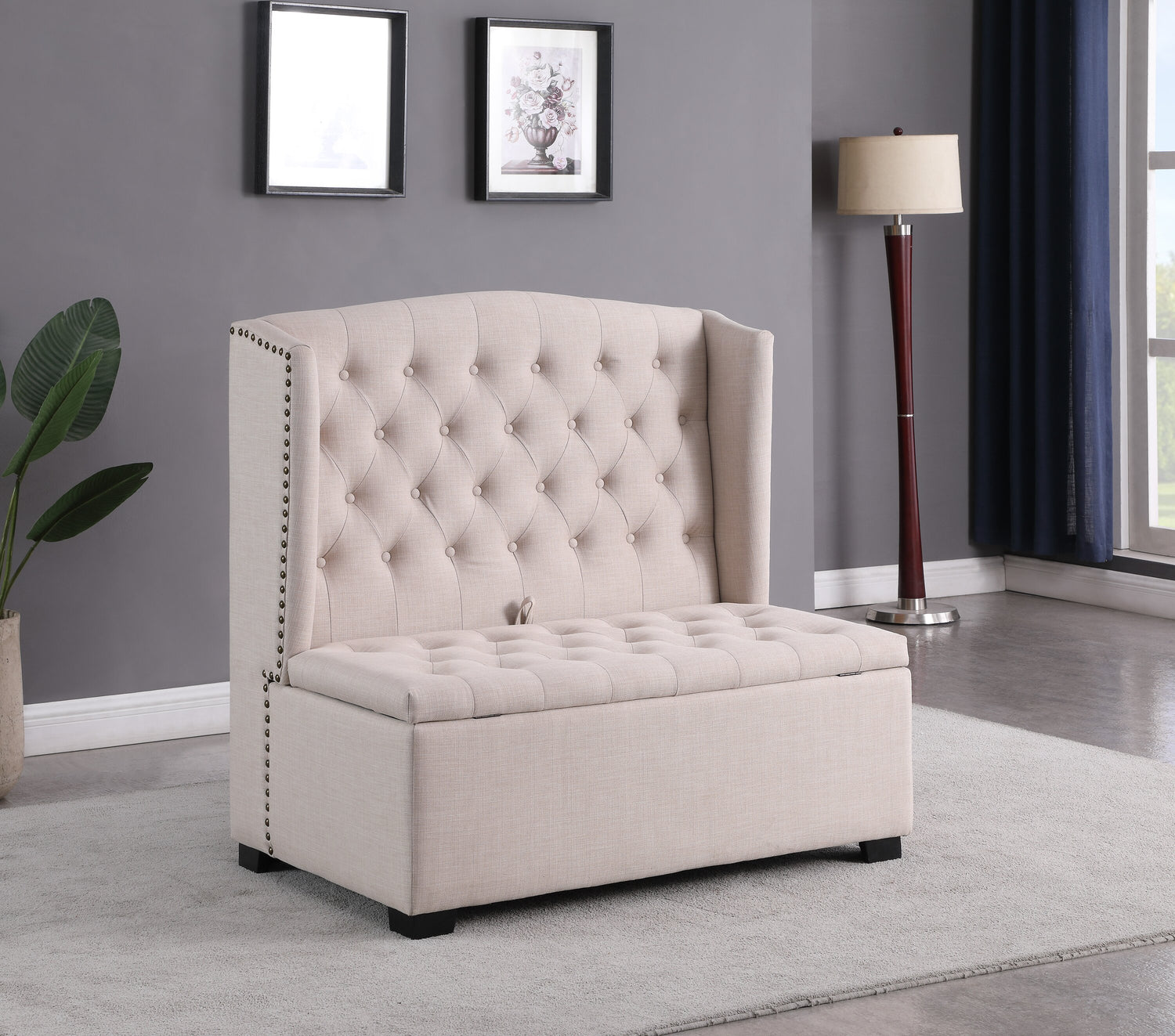 Dining Bench Tufted Storage Bench With Back Katie Wingback Storage