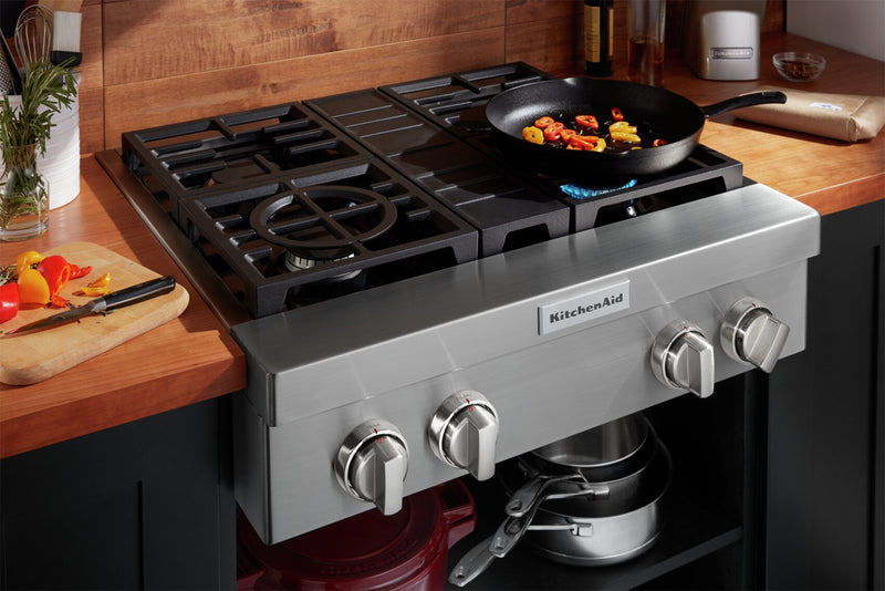 KitchenAid 30\" 4-Element Gas Cooktop - Stainless Steel - KCGC500JSS