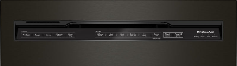 KitchenAid 24\" 44 dBA Built-In Front-Control Dishwasher with Third Rack - Black Stainless Steel with PrintShield™ Finish - KDFM404KBS