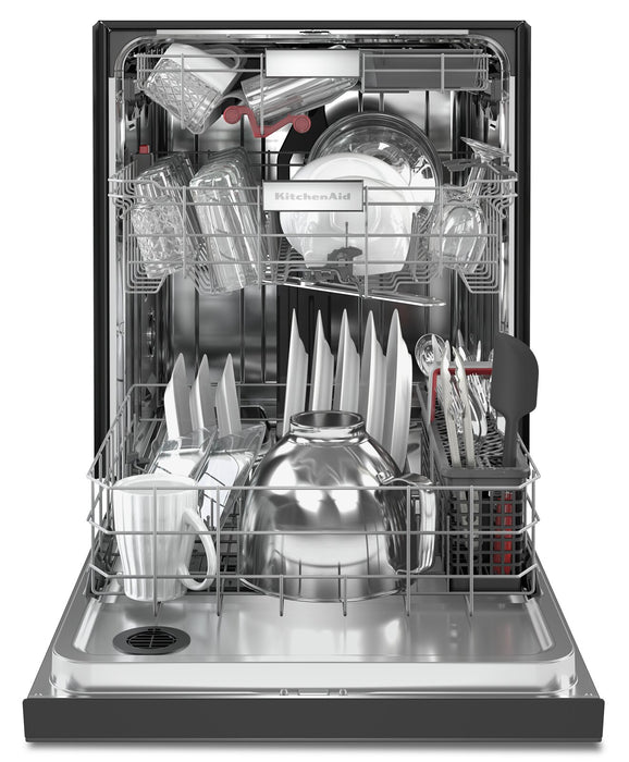 KitchenAid 24\" 44 dBA Built-In Front-Control Dishwasher with Third Rack - Black Stainless Steel with PrintShield™ Finish - KDFM404KBS