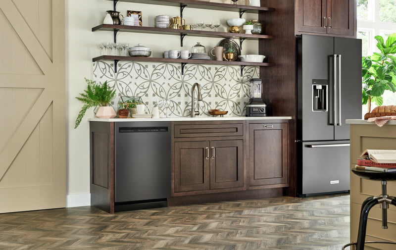 KitchenAid 24\" 44 dBA Built-In Front-Control Dishwasher with Third Rack - Black Stainless Steel with PrintShield™ Finish - KDFM404KBS