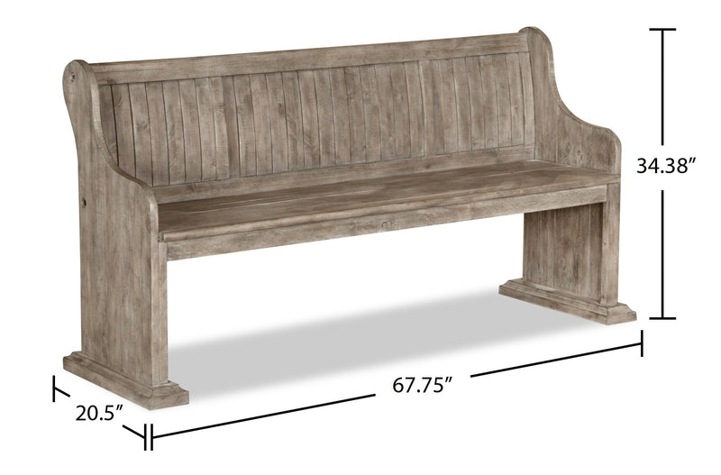 Keswick Dining Bench, Pine Wood, 67.75\"W - Dovetail Grey