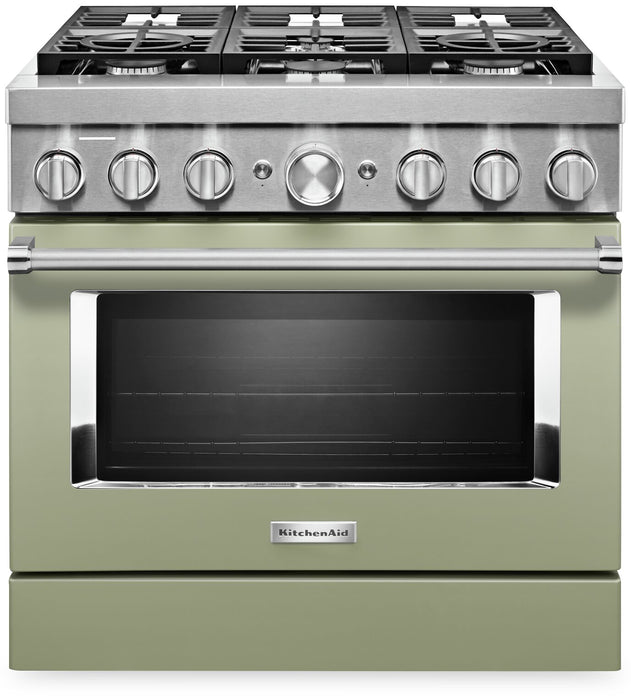 KitchenAid 5.1 Cu. Ft. Smart Dual Fuel Range with Self-Clean - Avocado Cream - KFDC506JAV
