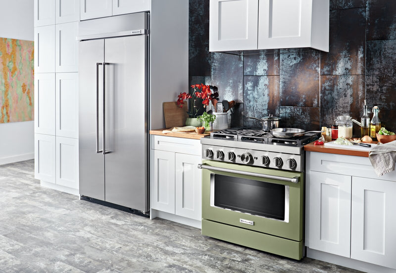 KitchenAid 5.1 Cu. Ft. Smart Dual Fuel Range with Self-Clean - Avocado Cream - KFDC506JAV