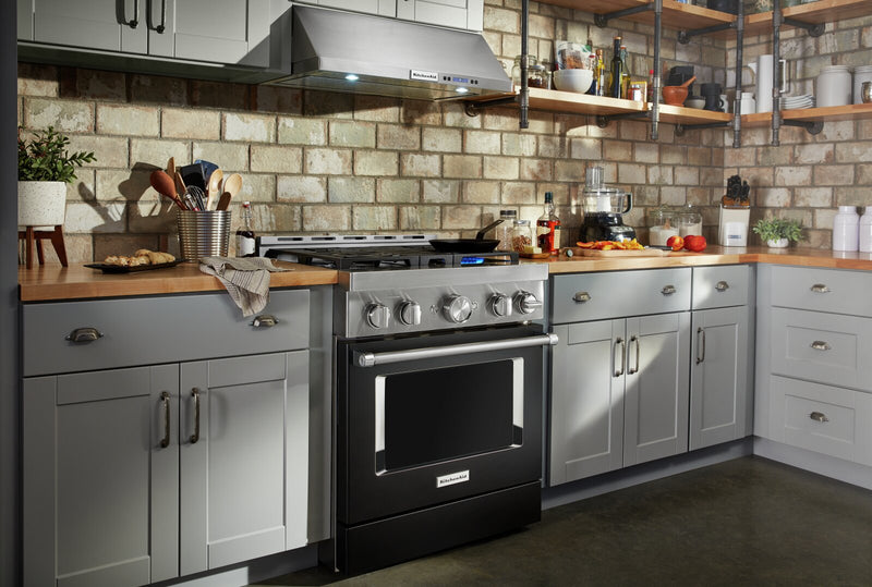 KitchenAid 4.1 Cu. Ft. Smart Gas Range with Self-Clean - Imperial Black - KFGC500JBK