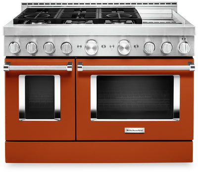 KitchenAid 48" Smart Commercial-Style Gas Range with Griddle - KFGC558JSC