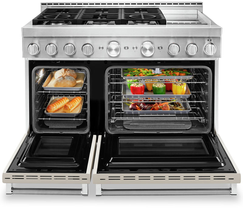 KitchenAid 6.3 Cu. Ft. Smart Dual Fuel Range with Self-Clean and Griddle - Milkshake - KFDC558JMH