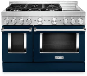 KitchenAid 48'' Smart Commercial-Style Dual Fuel Range with Griddle - KFDC558JIB