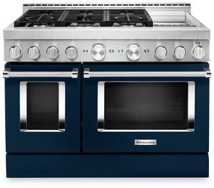KitchenAid 48" Smart Commercial-Style Gas Range with Griddle - KFGC558JIB|Cuisinière à gaz intelligente KitchenAid 48 po de style commercial, plaque chauffante - KFGC558JIB|KFGC558I