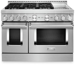 KitchenAid 48'' Smart Commercial-Style Dual Fuel Range with Griddle - KFDC558JSS