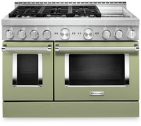 KitchenAid 6.3 Cu. Ft. Smart Dual Fuel Range with Self-Clean and Griddle - Avocado Cream - KFDC558JA… 