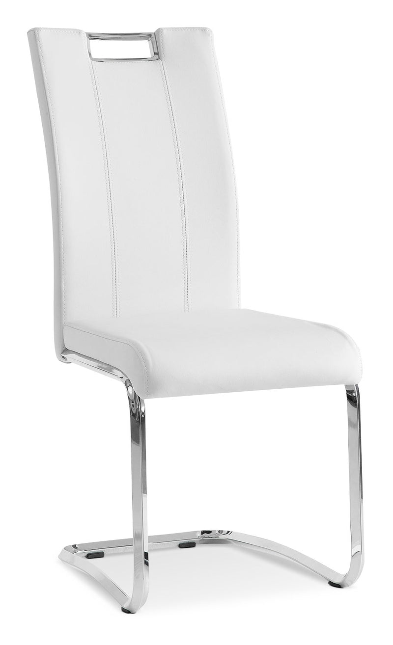 Tuxedo Side Chair - Modern style Dining Chair in White Steel and Faux Leather