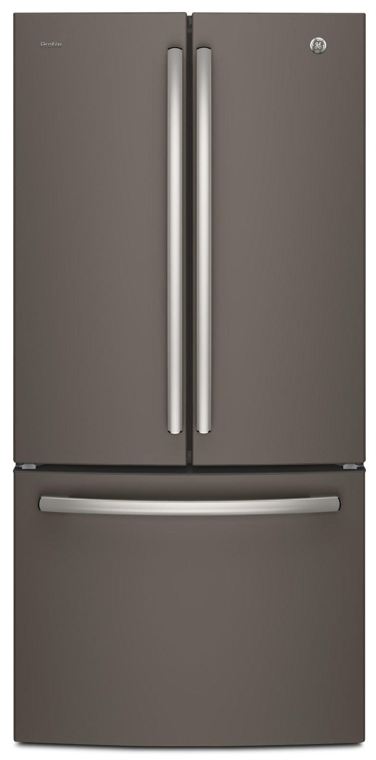 GE Profile 24.5 Cu. Ft. French-Door Refrigerator with Space-saving Icemaker – PNE25NMLKES - Refrigerator with Exterior Water/Ice Dispenser in Slate